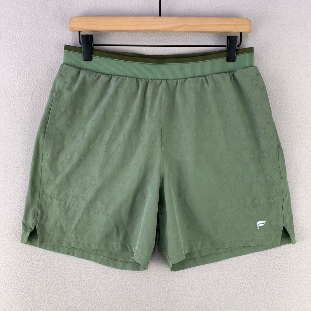 Fabletics The One Short 5.5" Men Medium Green Geometric Athletic Gym Training